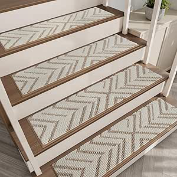 15-Pc 8"x30" PADOOR 3D Peel & Stick Stair Treads for Wooden Steps (Various Colors)