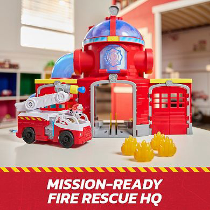 Paw Patrol Fire Rescue Command Center Playset w/ Marshall Figure – Lights, Sounds & Action Fun