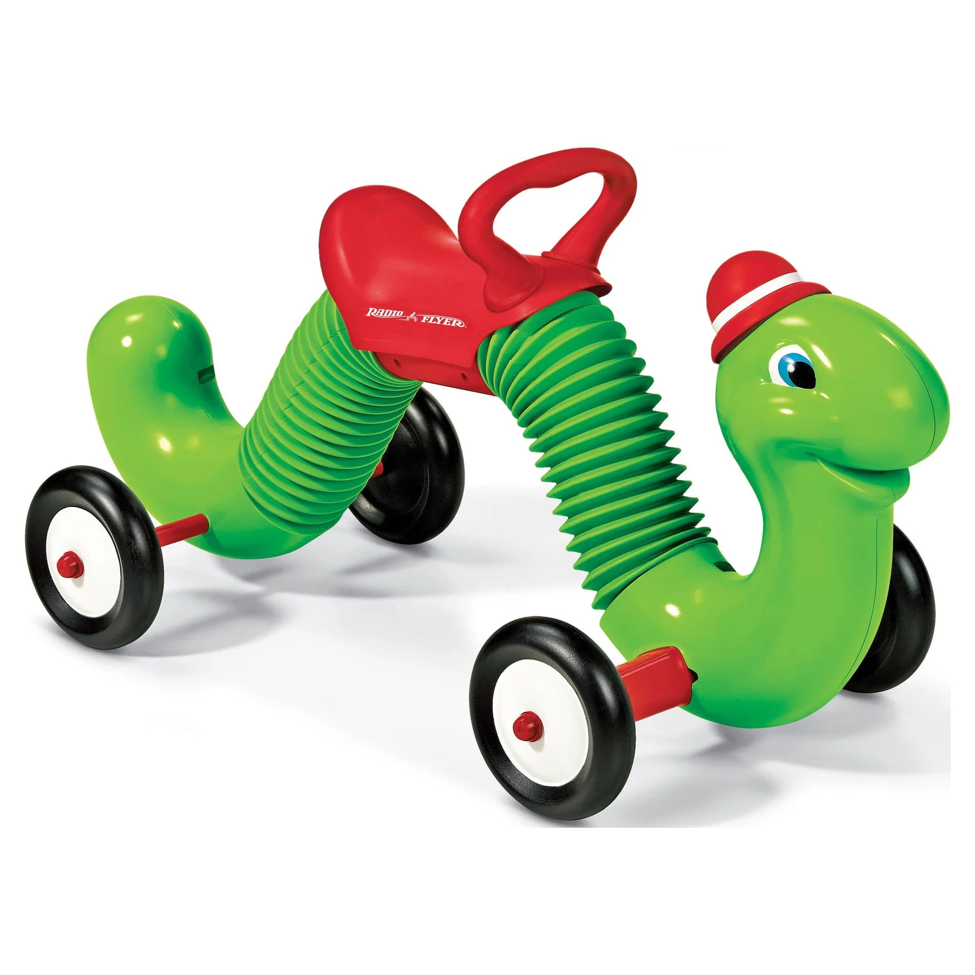 Radio Flyer, Inchworm, Classic Bounce and Go Toddler Ride-on, Green Inchworm Character