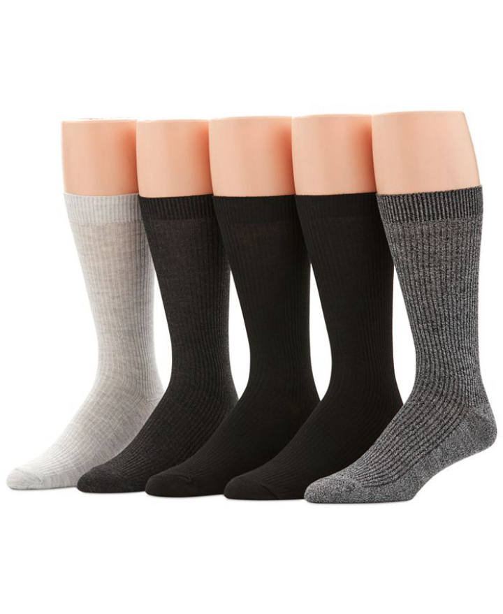 Men's 5-Pk. Ribbed Crew Socks