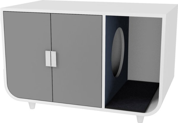 Teamson Pets Dyad Wooden Cat Litter Box End Table, Alpine White