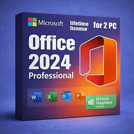 Microsoft Office 2024 Professional Lifetime License (2-PC/Windows 10/11, Digital Delivery) + Excel 10 Templates Bundle | coupon code SPRINGSALE