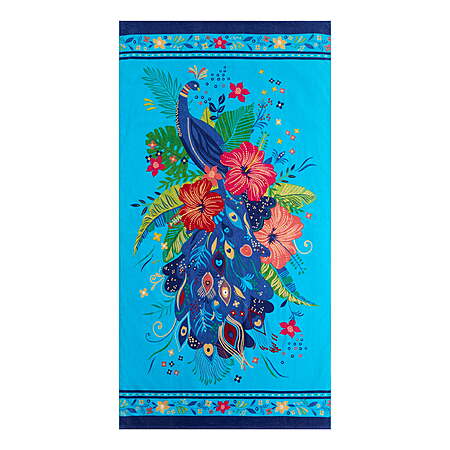 80% OFF | Better Homes & Gardens Beach Collection Peacock Cotton-Blend Beach Towel