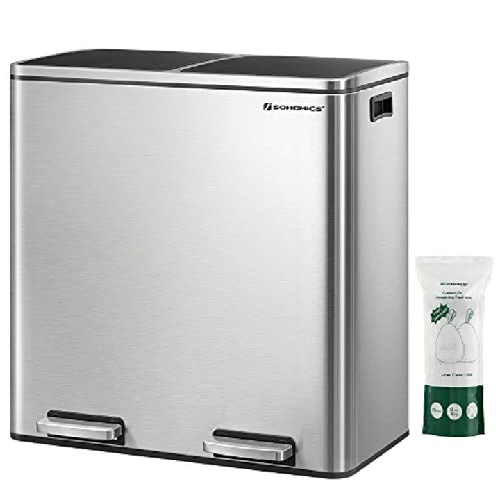 SONGMICS Dual Trash Can with Soft-Close Lids – 16 Gallon