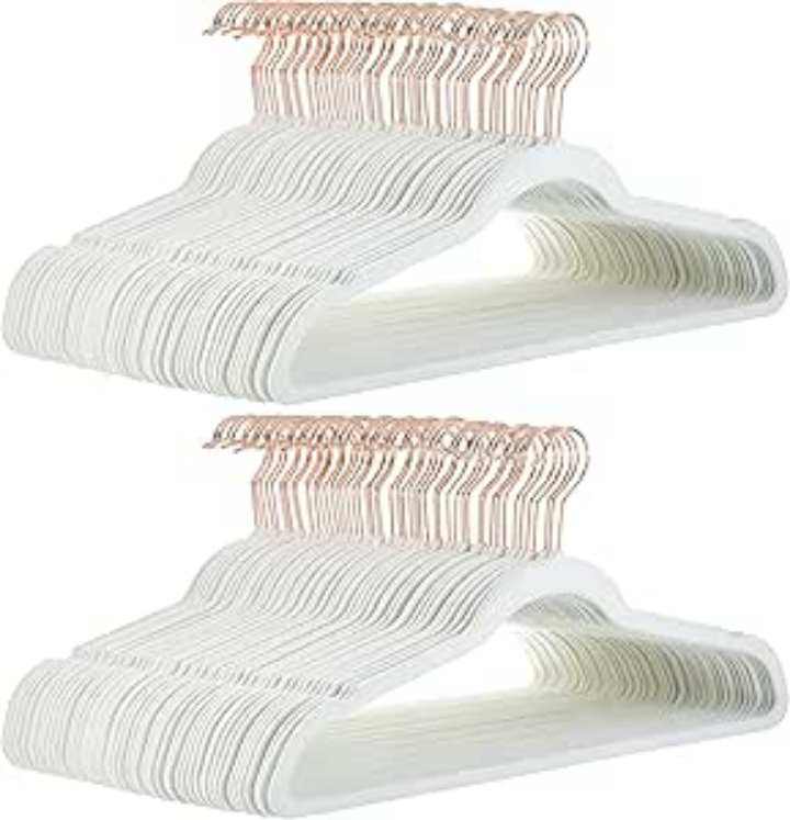 100‑Pack Amazon Basics Velvet Non‑Slip Slim Clothes Hangers – Closet Space Saver
