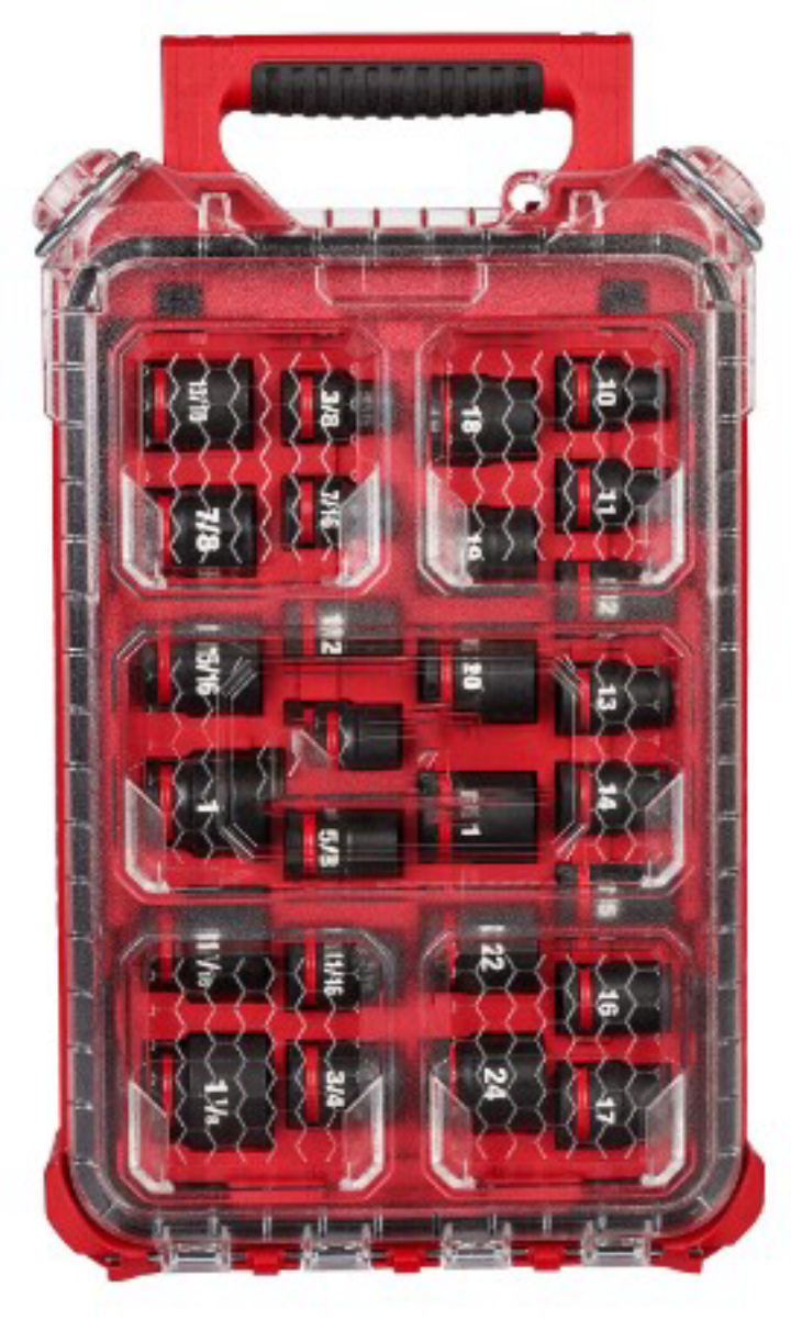 27-Pc Milwaukee SHOCKWAVE Impact-Duty 1/2" Drive Metric & SAE Socket Set