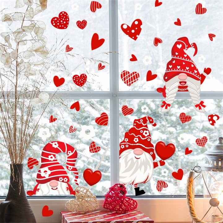 PEONAVET Valentines Day Heart Window Stickers Decals 