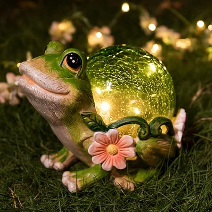 Frog Solar Statues Outdoor Garden Decor Yard Ornaments