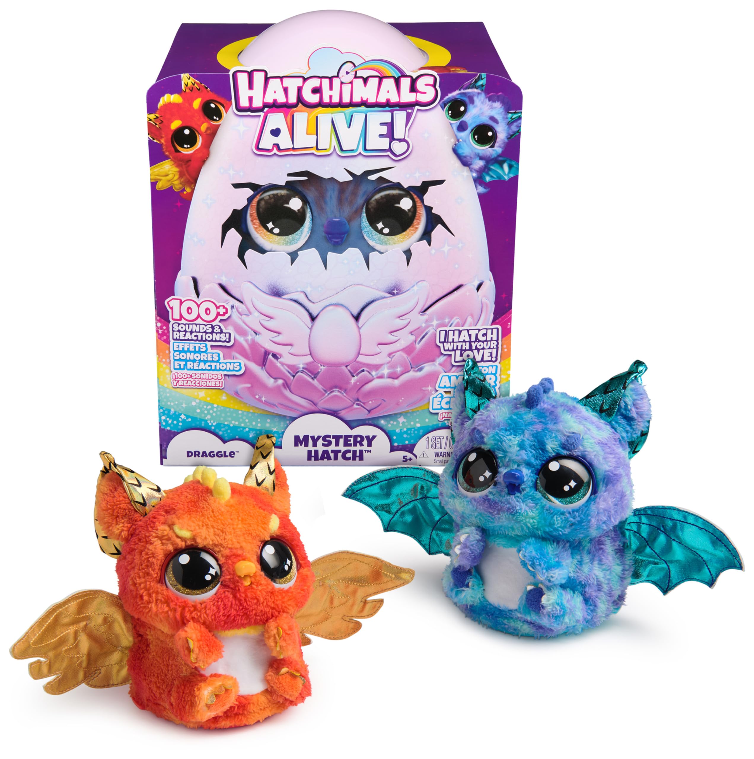 Hatchimals Alive, Mystery Hatch 6.5-inch Draggle Electronic Pet with Mist, Lights & Sounds (Styles Vary)