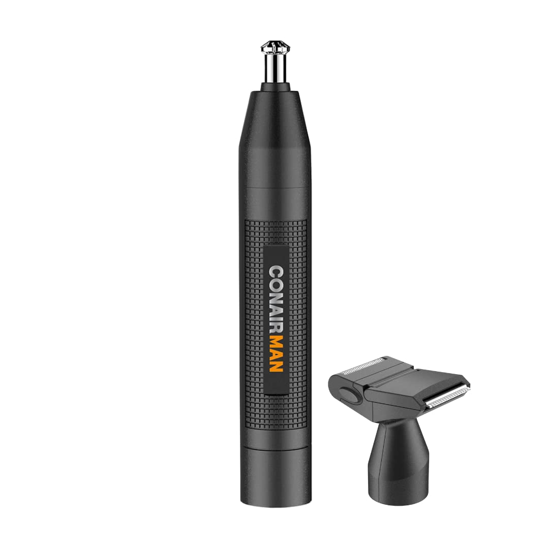 ConairMan Ear & Nose Hair Cordless Battery-Powered Trimmer for Men w/ Attachments