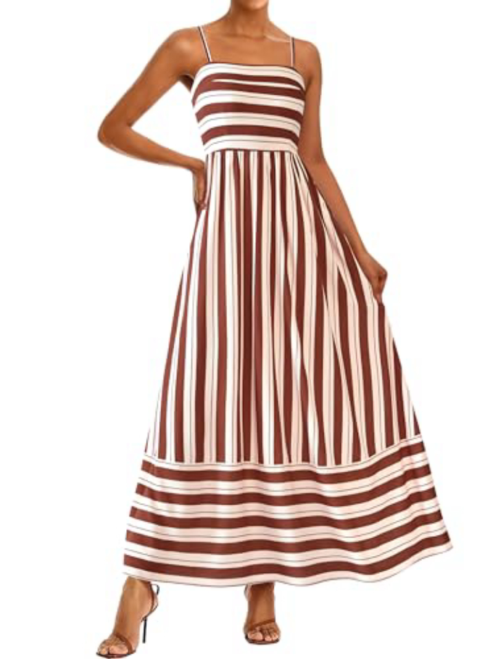 Striped Boho Maxi Dress – Flowy Summer Beach Style