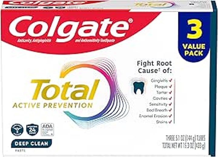 3-Pk Colgate Total Active Prevention Deep Clean Fluoride Toothpaste