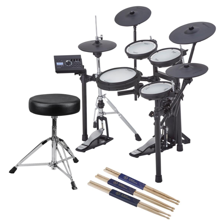 Roland TD-17KVX Generation 2 V-Drums Electronic Drum Set, Bundle With Roland Drum Stand, Drum Throne and 3 sets of Drum Sticks, Maple, Oak, Walnut