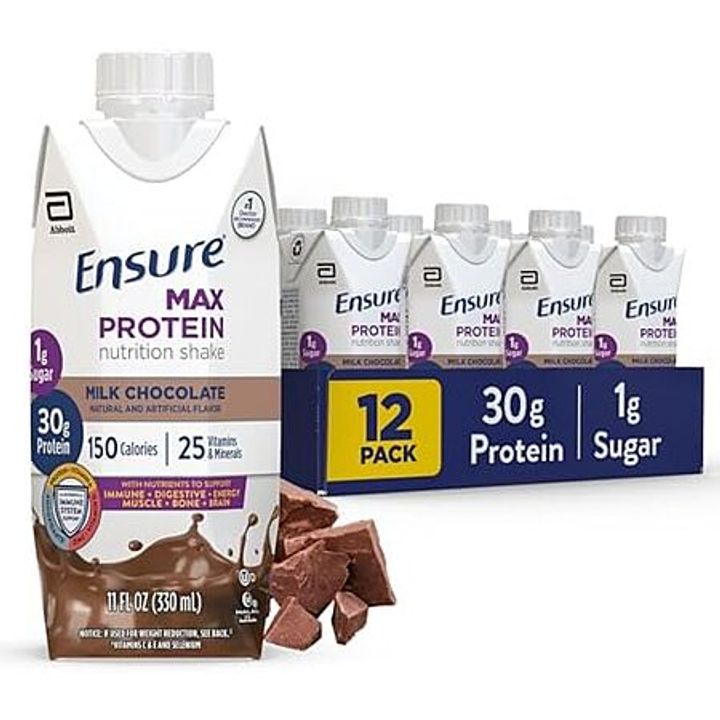12-Pack Ensure Max Protein Shake, 11oz Milk Chocolate