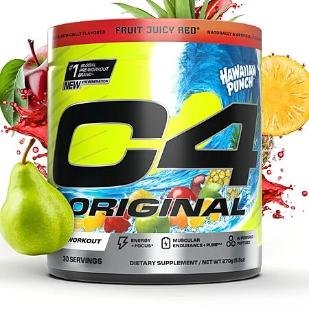 9.5-Oz 30-Servings C4 Performance Energy Cellucor C4 Original Pre-Workout (Original Hawaiian Punch Fruit Juicy Red) $14.76 w/ S&S + Free Shipping w/ Prime or on $35+