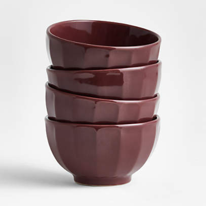 Cafe Cider Burgundy Cereal Bowls, Set of 4
