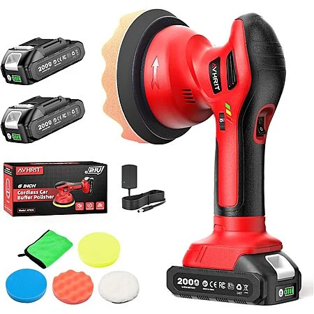 Avhrit 6" Cordless Car Buffer Polisher Kit w/ 2x 2000mAh Batteries | pply promo code HSLVSAH8
