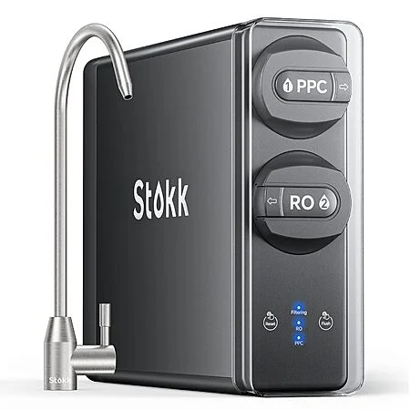Stokk Reverse Osmosis System, 8 Stage Tankless Reverse Osmosis Reduces PFAS TDS, Under Sink RO System, 2:1 Pure to Drain, NSF/ANSI 58& 42, FCC Listed (400GPD, Grey) $81
