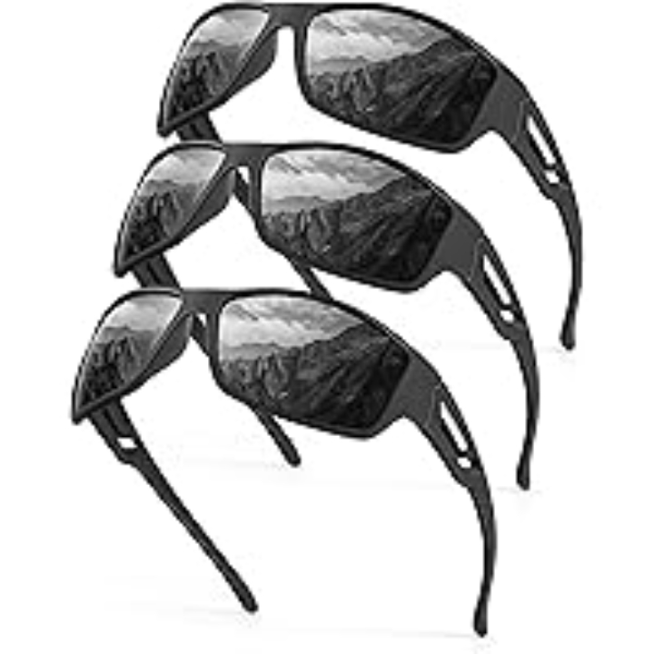 3-Pack KALIYADI Men's UV400 Polarized Sports Sunglasses