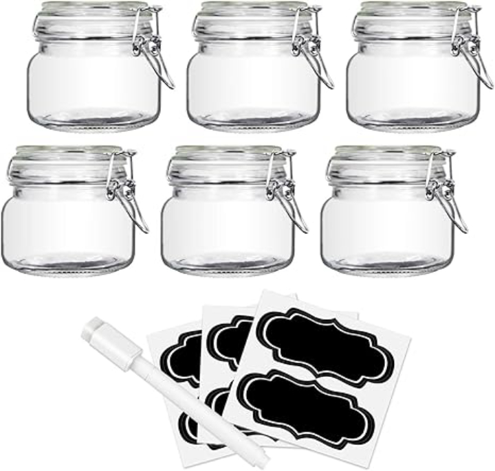 6‑Pack Yeboda 16‑Oz Airtight Glass Food Storage Jars – Great for Pantry Organization