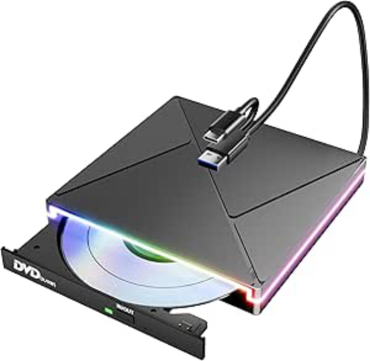 Umaniy USB 3.0 & USB-C External DVD Drive CD/DVD Reader Writer