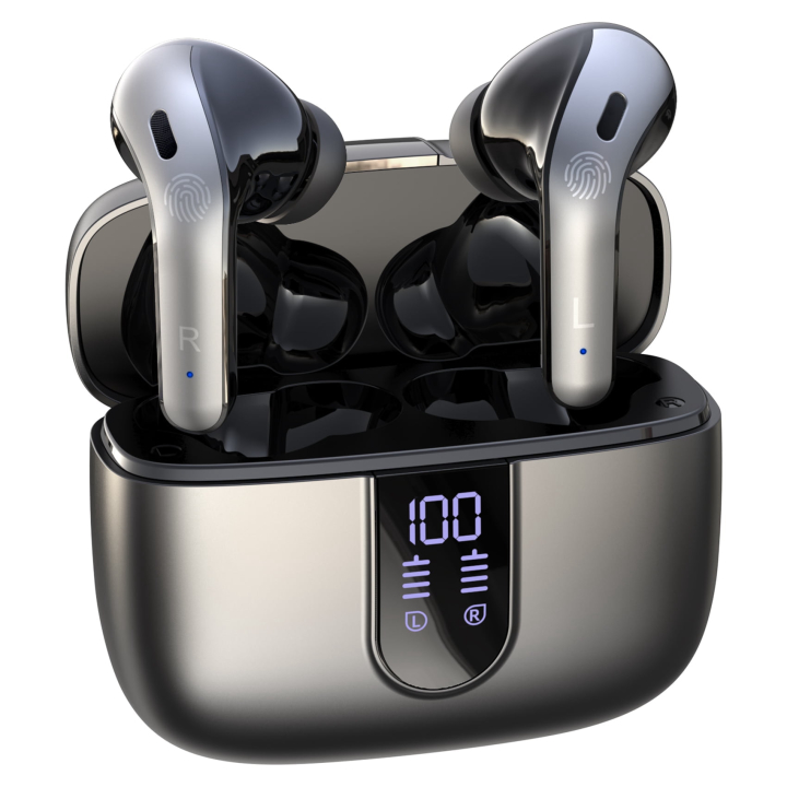 VEATOOL Bluetooth Headphones True Wireless Earbuds 60H Playback LED Power Display Earphones with Wireless Charging Case IPX7 Waterproof in-Ear Earbuds with Mic for TV Smart Phone Computer Laptop
