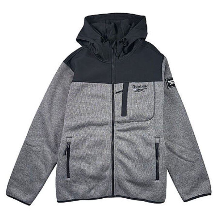 Reebok Men's Textured Soft Woven Hooded Fleece Jacket