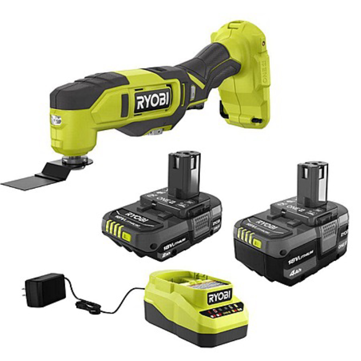 RYOBI ONE+ 18V Cordless Oscillating Multi-Tool with 4.0 Ah & 2.0 Ah Batteries