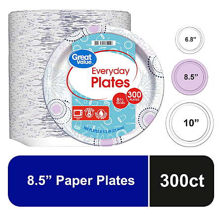 walmart - $13.22 Great Value Disposable Paper Plates, 8.5", 300 Count 4.7 stars out of 29235 reviews (4.7) | 29.2K ratings