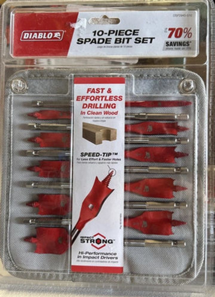 10-Pc DIABLO SPEEDemon High Speed Steel Spade Bit Set with Pouch