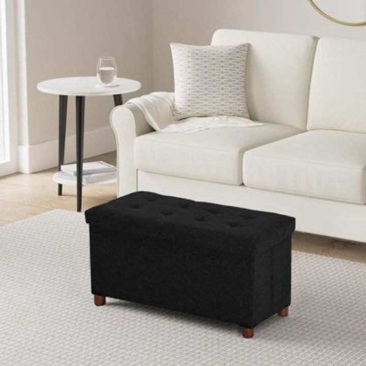 30" Gianna Folding Storage Ottoman Bench, Gray