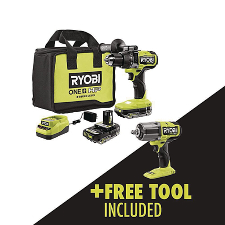 RYOBI ONE+ HP 18V Brushless 1/2" Hammer Drill Kit with 2x 4Ah + 2Ah Batteries