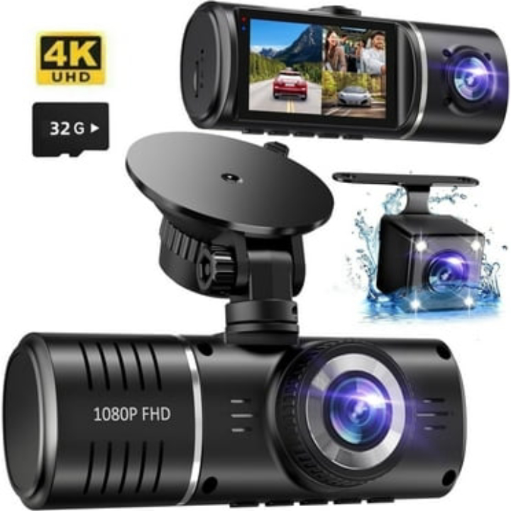 1080 P Dash Cam Front and Inside with 64GB Card
