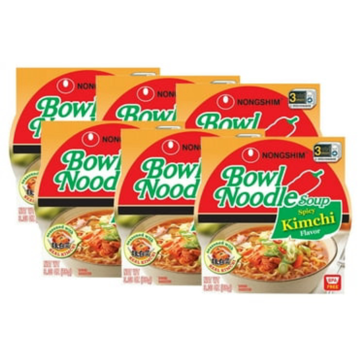 6-Pack Nongshim Ramen Noodles Bowl Spicy Kimchi