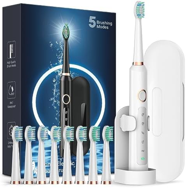 Sonic Electric Toothbrush with 8 Brush Heads