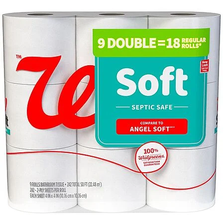 9-Count Walgreens Double Roll Soft Bath Tissue | Apply code: "HEART20"