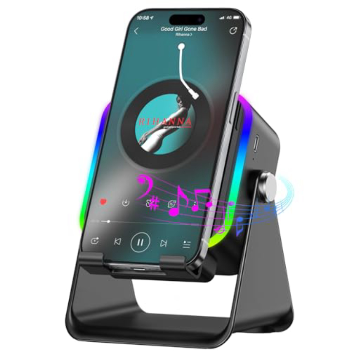 Wireless Induction Speaker with Phone Stand & RGB Lights