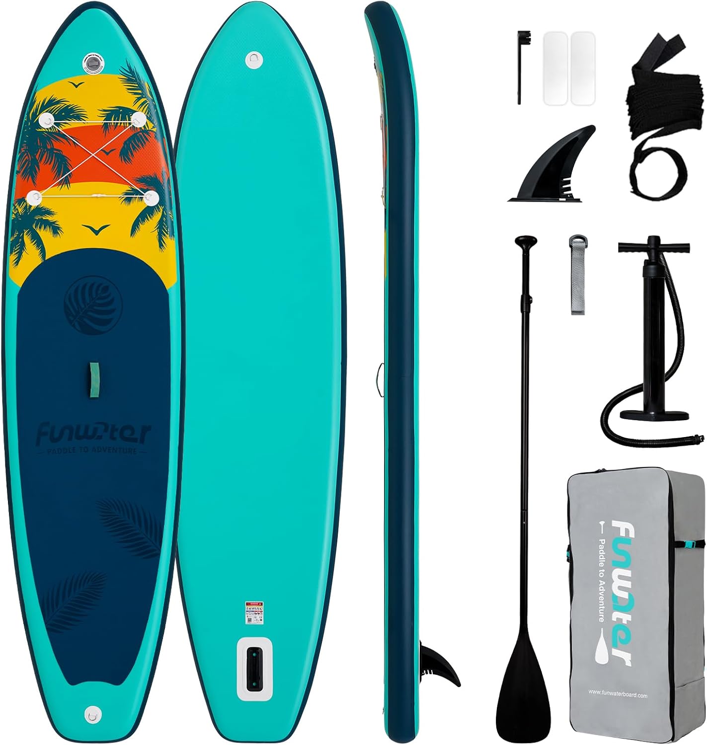 FunWater Inflatable Stand Up Paddle Board 11'  w/ Paddle, Pump, Backpack & More