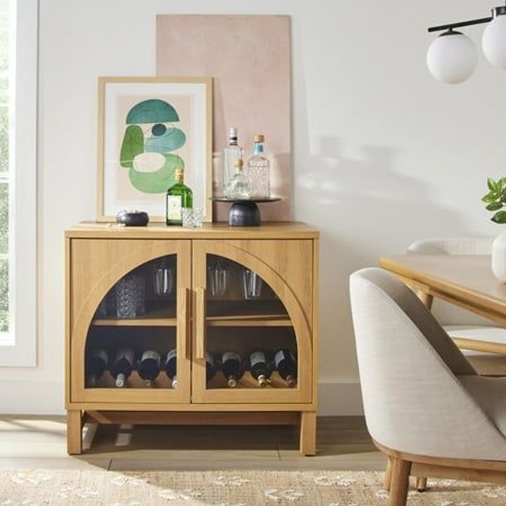 Better Homes & Gardens Juliet Bar Cabinet with Storage (Light Honey)