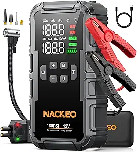 8000A Car Battery Jump Starter with Air Compressor 160PSI, Car Jumper Starter Portable