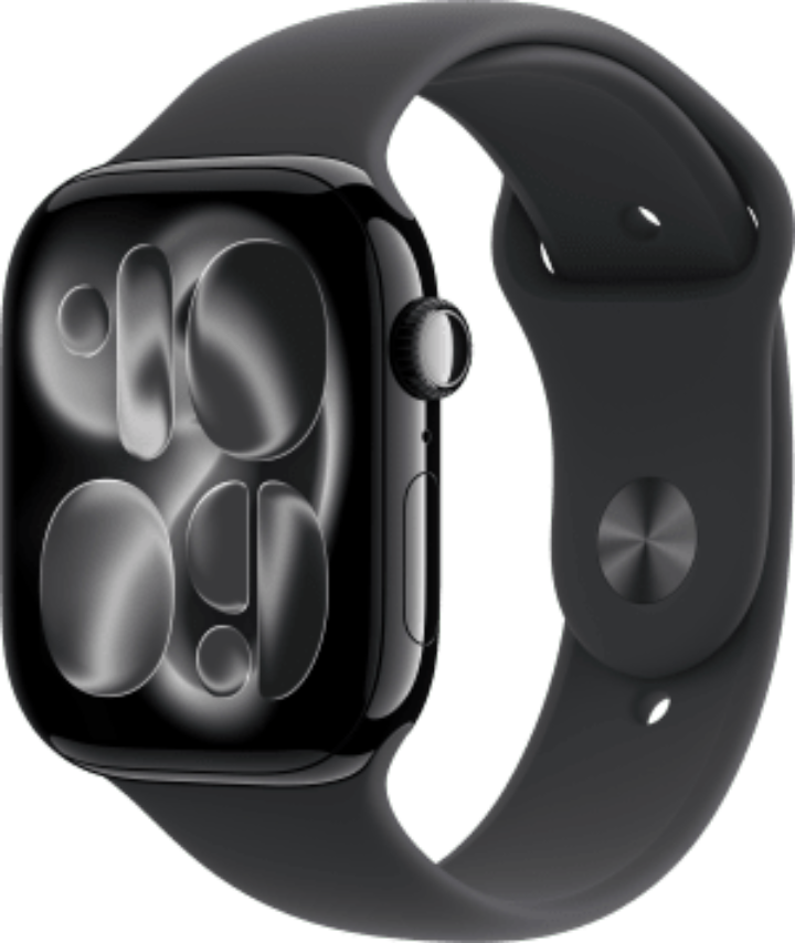 Apple Watch Series 11 [GPS 46mm] Smartwatch with Jet Black Aluminum Case with Black Sport Band