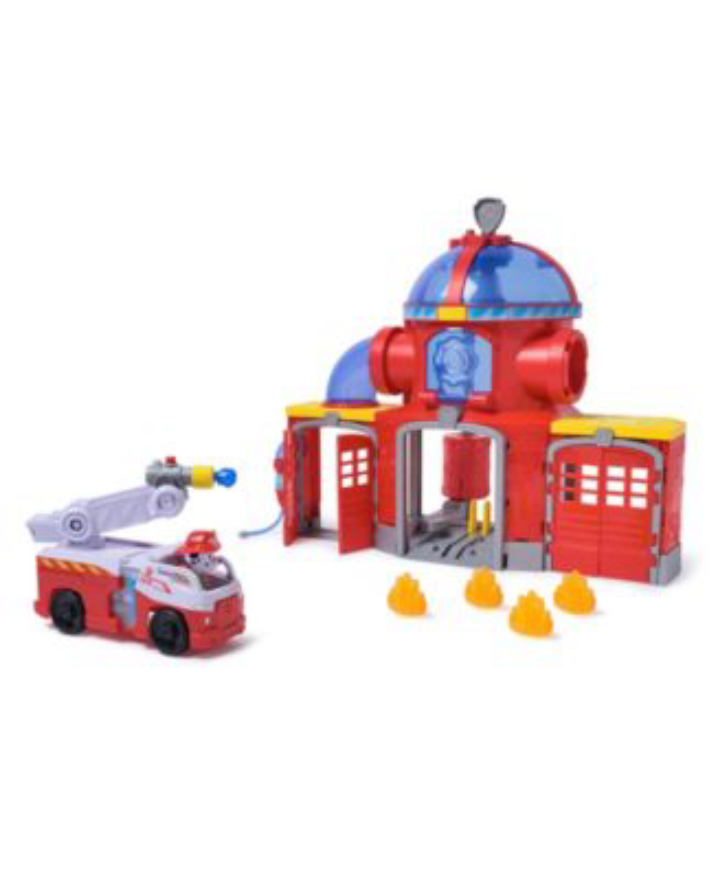 Paw Patrol Fire Rescue Command Center Playset w/ Marshall Figure – Lights, Sounds & Action Fun