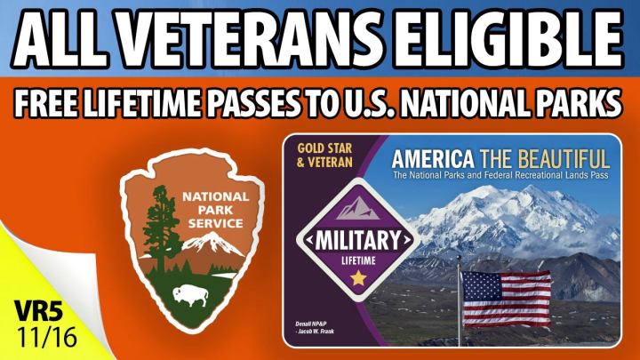 FREE ENTRANCE TO NATIONAL PARKS FOR CURRENT MILITARY, VETERANS, AND GOLD STAR FAMILIES