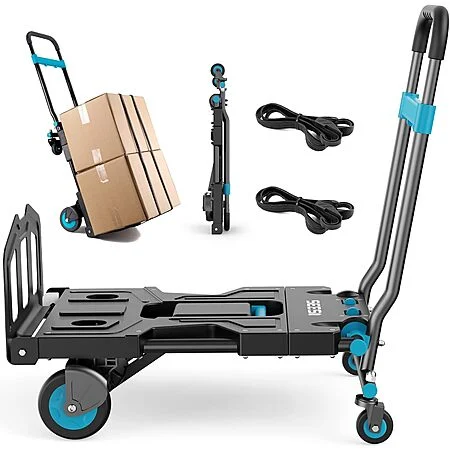 SEESII 2-in-1 Foldable Dolly Cart w/ Adjustable Handle & 330-lb Capacity