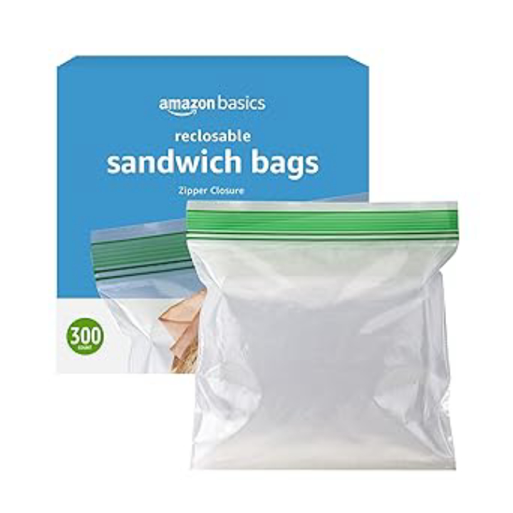 300-ct Amazon Basics Resealable Double Zipper Sandwich Storage Bags