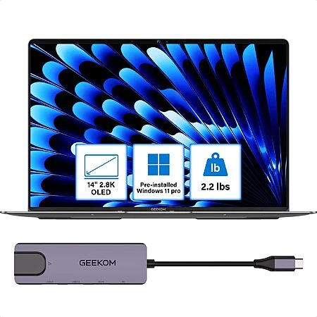 GEEKOM GeekBook X14 Pro: 14" 2.8K 120Hz OLED, Intel Ultra 9 185H, 32GB LPDDR5, 2TB SSD, Win 11 Pro, 2x USB4, 2.2lbs $989.10