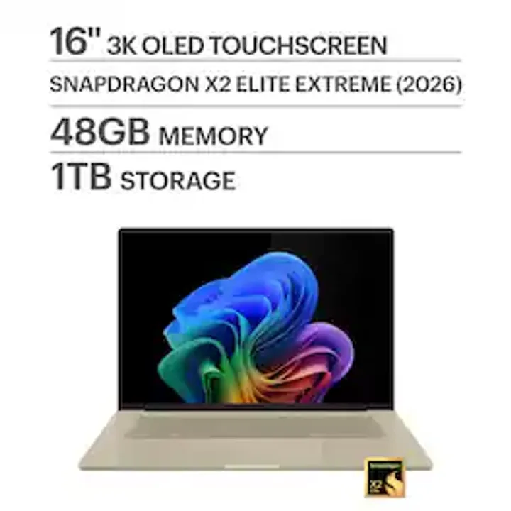 ASUS - Zenbook A16 16" 3K OLED Touchscreen Laptop - Snapdragon X2 Elite Extreme 2026 - 48GB RAM - 1TB SSD
