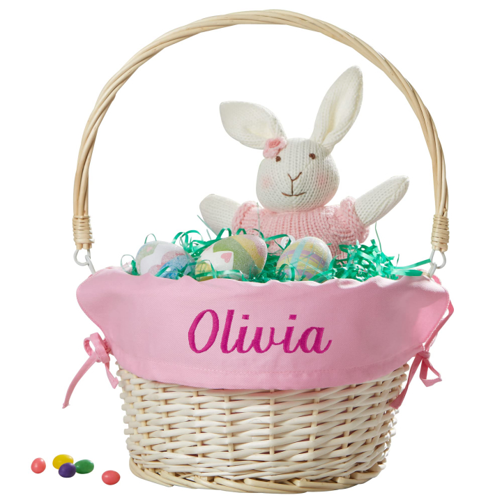 Personalized Willow Easter Basket with Folding Handle