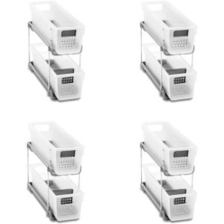 4‑Pack Madesmart 2‑Tier Mini Organizers – Space‑Saving Storage Solution 