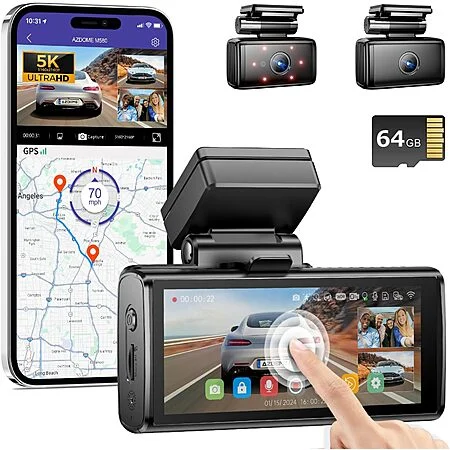 AZDOME M580 3-ch (4K/1080p/1080p) Dash Cam w/ 4" Touchscreen $50 + Free S/H